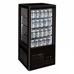 Thermaster Four-Sided Countertop Beverage Display Fridge Black - TCBD78B - KW Commercial Kitchen