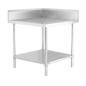 Stainless Steel Corner Workbench with Splashback & Undershelf - WBCB7-0700/A
