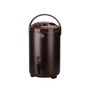 Kitchen Knock 10L Commercial Drink Dispenser – Hot & Cold Beverage Server in Brown Stainless Steel