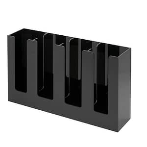 Sleek Black PC Cup Holder for Cafés, 4-Line Capacity