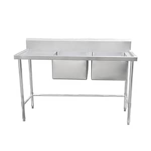 Kitchen Knock Full Stainless Steel Double Sink Bench – 1800x600mm