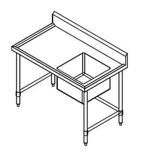 Kitchen Knock Full Stainless Steel Single Sink Bench Leg Brace Right 1800x600mm