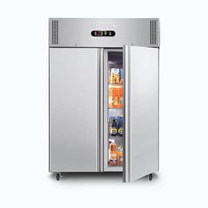 Bromic 1300L 2-door upright freezer with stainless finish