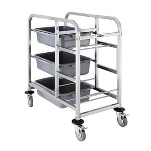 Vogue Stainless Steel Bussing Trolley DK738 | Durable and Versatile - KW Commercial Kitchen
