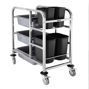 Vogue Stainless Steel Bussing Trolley DK738 | Durable and Versatile - KW Commercial Kitchen