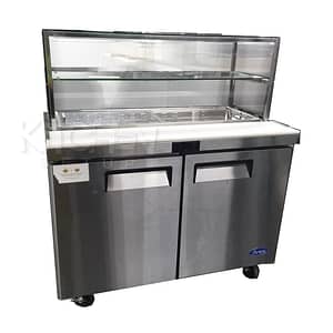Atosa 2-Door Refrigerated Salad Bar Fridge MSF8303G with Glass Canopy