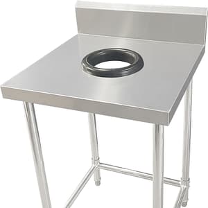 Kitchen Knock Stainless Steel Bench with Integrated Bin Hole