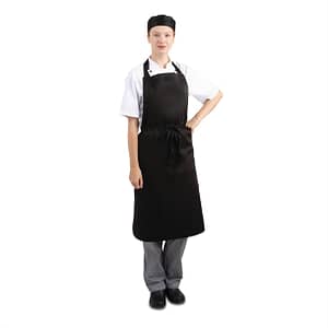 Whites Bib Apron Polycotton Black - KW Commercial Kitchen