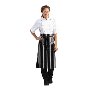 Whites Black & White Stripe Butchers Waist Apron - 760x920mm 30x36" - KW Commercial Kitchen