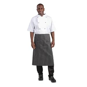 Whites Black & White Stripe Butchers Waist Apron - 760x920mm 30x36" - KW Commercial Kitchen