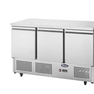 Atosa ESL3851 3-Door Table Saladette Fridge with Stainless Steel Top - 1365mm