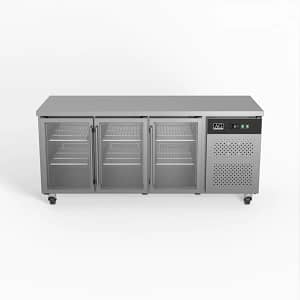 AG 3 Door Glass Worktop Fridge - 417L