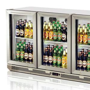 Turbo Air TB13-8H-SWS 190L compact back bar refrigerator with dual swing doors.
