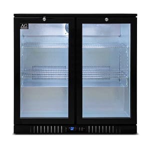 AG 220L Twin Door Bar Fridge – Black, Commercial Beverage Cooler