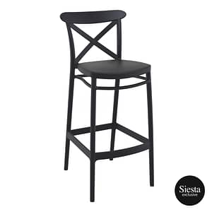 Commercial Grade Black Cross Barstool 75 - Heavy Duty Bar Stool by Siesta, Turkey