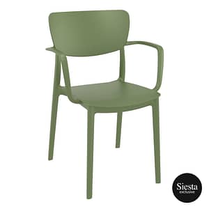 Commercial Grade Olive Green Lisa Armchair - Indoor and Outdoor Armchair by Siesta, Europe