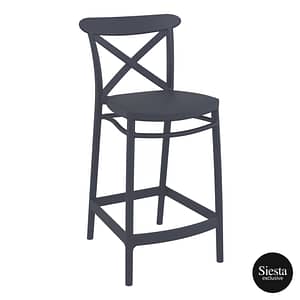 Commercial Grade Anthracite Cross Barstool 65 - Heavy Duty Bar Stool by Siesta, Turkey