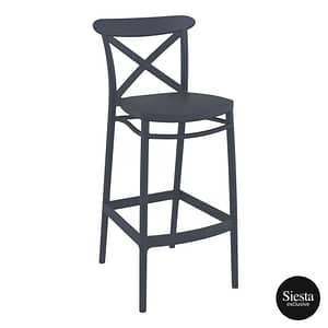 Commercial Grade Anthracite Cross Barstool 75 - Heavy Duty Bar Stool by Siesta, Turkey
