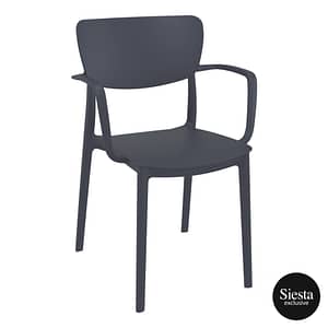 Commercial Grade Anthracite Lisa Armchair - Heavy Duty One-Piece Armchair by Siesta, Turkey