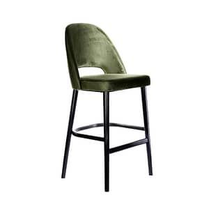 Avocado Velvet Semifreddo Stool with Sleek Black Legs