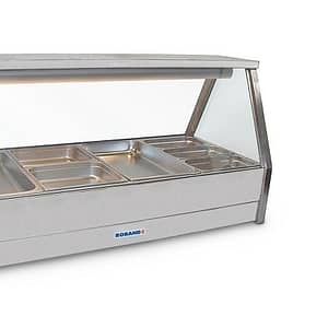 Roband E24 Straight Glass Double Row Hot Food Display | 8 x 1/2 Size Pans Included