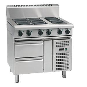 alt="Waldorf RN8603E-RB Electric Cooktop with Refrigerated Base - 900mm Commercial Unit"