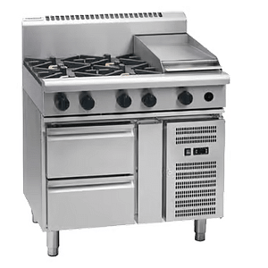 Waldorf 800 Series 4 Burner Gas Cooktop with Griddle and Refrigerated Base - RN8603G-RB