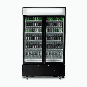 Bromic GM0900LBECO Upright Display Fridge - 885L, 2 Doors, Flat Glass, Black