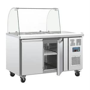 Polar U-Series Refrigerated GN Counter Saladette with Sneeze Guard - 2 Door