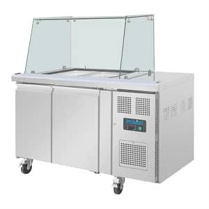 Polar U-Series GN Counter Saladette with Square Sneeze Guard - 2 Door - KW Commercial Kitchen