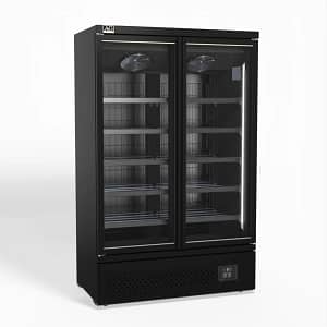AG CSB1000 Black Supermarket Two Glass Doors Upright Display Fridge - 1000 Litre