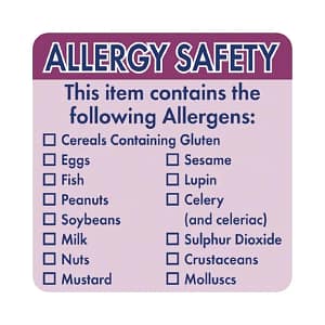Hygiplas Removable Allergen 'Contains' Label 2' (Roll 500)