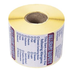 Hygiplas Removable Allergen 'Contains' Label 2' (Roll 500) - KW Commercial Kitchen