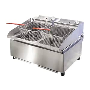 Woodson Twin Pan Countertop Fryer W.FRT50 - Stainless Steel Double Pan Fryer