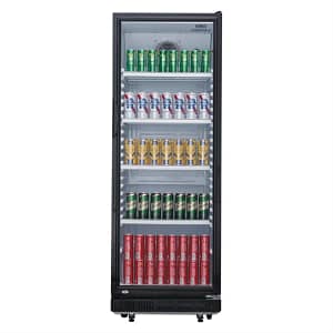Commercial Upright Display Fridge Black 346Ltr with Adjustable Shelves