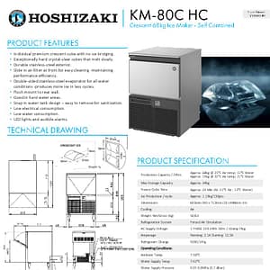 Hoshizaki KM-80C-HC - Self Contained Crescent Cube Ice Machine 68kg / 24Hr