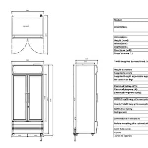 Thermaster Double Glass Door Colourbond Upright Drink Fridge LG-580P