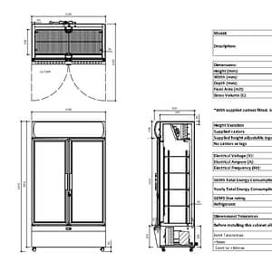 Thermaster Two Glass Door Colourbond Upright Drink Fridge LG-730P