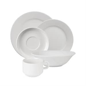 24-piece commercial tableware set with durable porcelain plates