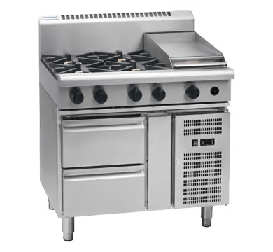 Waldorf 800 Series 4 Burner Gas Cooktop with Griddle and Refrigerated Base - RN8603G-RB