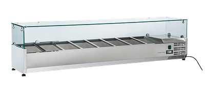 Anvil VRX1800 Glass Canopy Ingredient Unit with 8 GN Pan Capacity for Prep Benches