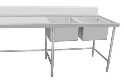 Kitchen Knock Stainless Steel Double Sink Dishwasher Bench Left Inlet 1200x700mm