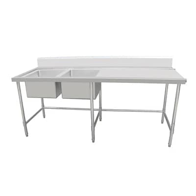 Kitchen Knock 632457 Double Sink Bench with Left Sink – 2100x600mm Stainless Steel