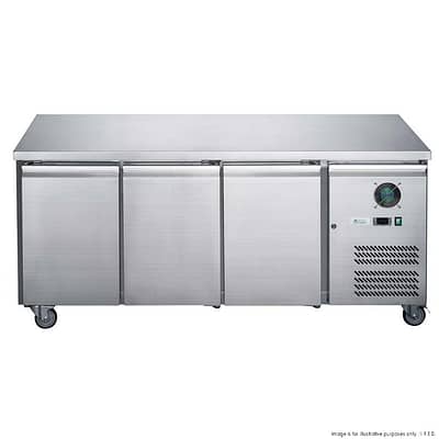 FED-X XUB7F18S3V Three Door Stainless Steel Bench Freezer with 417L Capacity