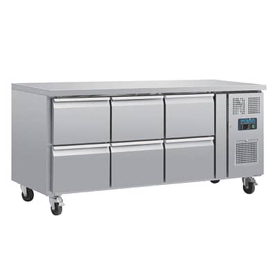 Polar DA548-A U-Series Six Drawer Gastronorm Counter Fridge, 6xGN, Stainless Steel