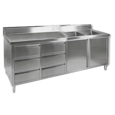 FED DSC-2100R-H Kitchen Tidy Cabinet with Double Sinks