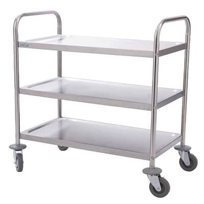 Vogue 3 Tier Flat Pack Trolley St/St - 825x710x405mm