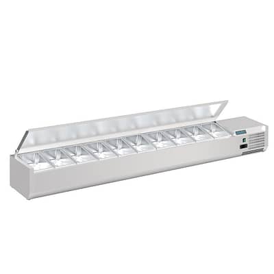 Polar FA857-A G-Series Countertop Prep Fridge with 10x 1/4GN and Stainless Lid