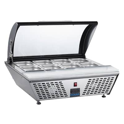 Polar G-Series Countertop Prep Fridge with Curved Glass Lid