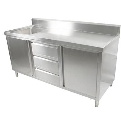 FED SC-6-2100L-H Stainless Steel Cabinet with Left Sink - Commercial Use